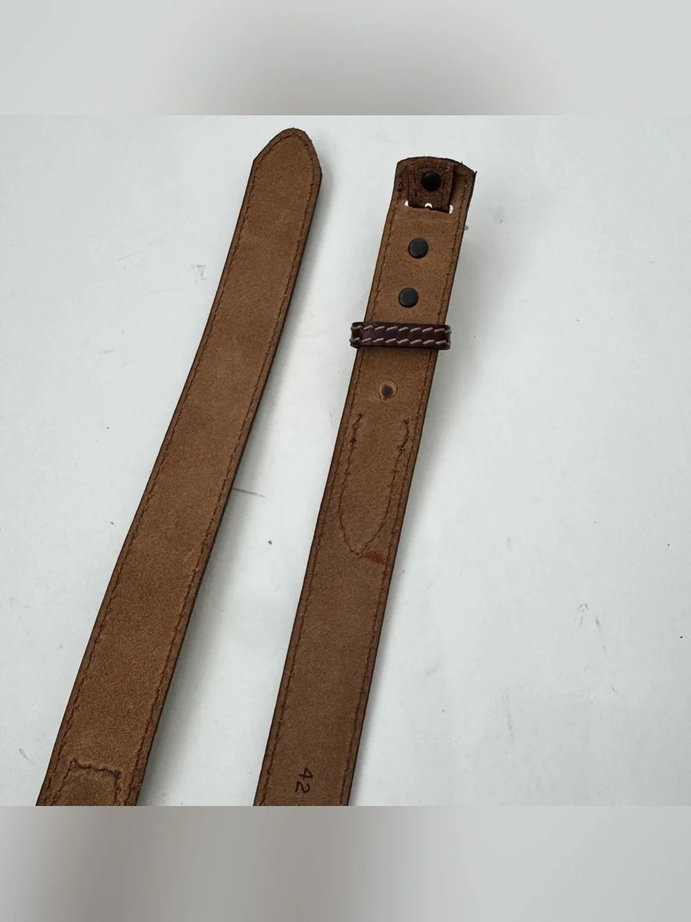 Duluth Trading Ranger Leather Belt Mens 42 Brown Western Contrast Stitch 90013